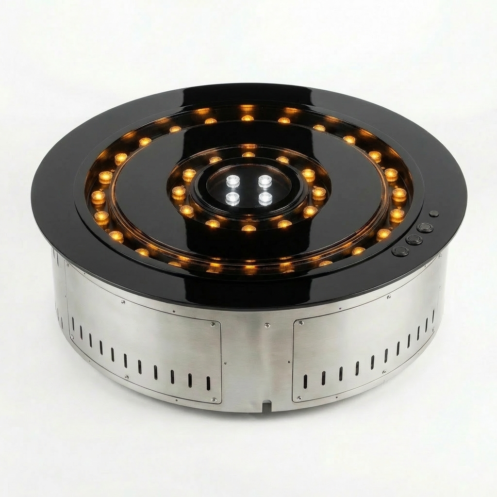 Black PVD SEFIRE ODVF550 round outdoor water vapor fireplace